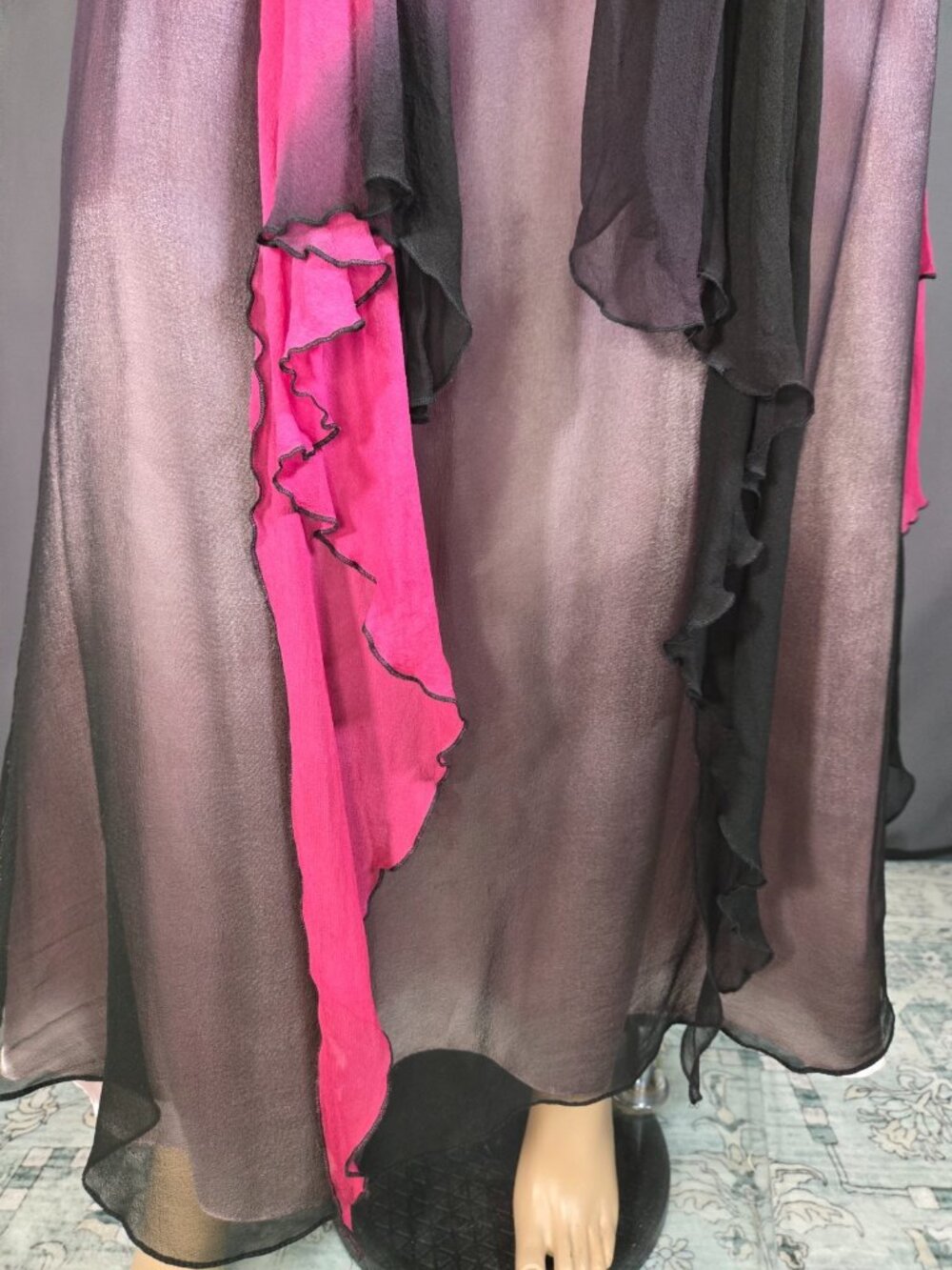 Vintage La Femme Paris Silk Beaded Maxi Dress Pink Purple Size 6 Fits Like 2/4 - Picture 7 of 15